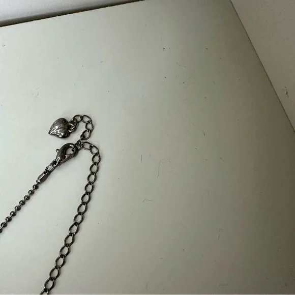 Art Deco Falling Pointed Silver-Tone w Metal & Rhinestone Flapper Necklace - Picture 6 of 9